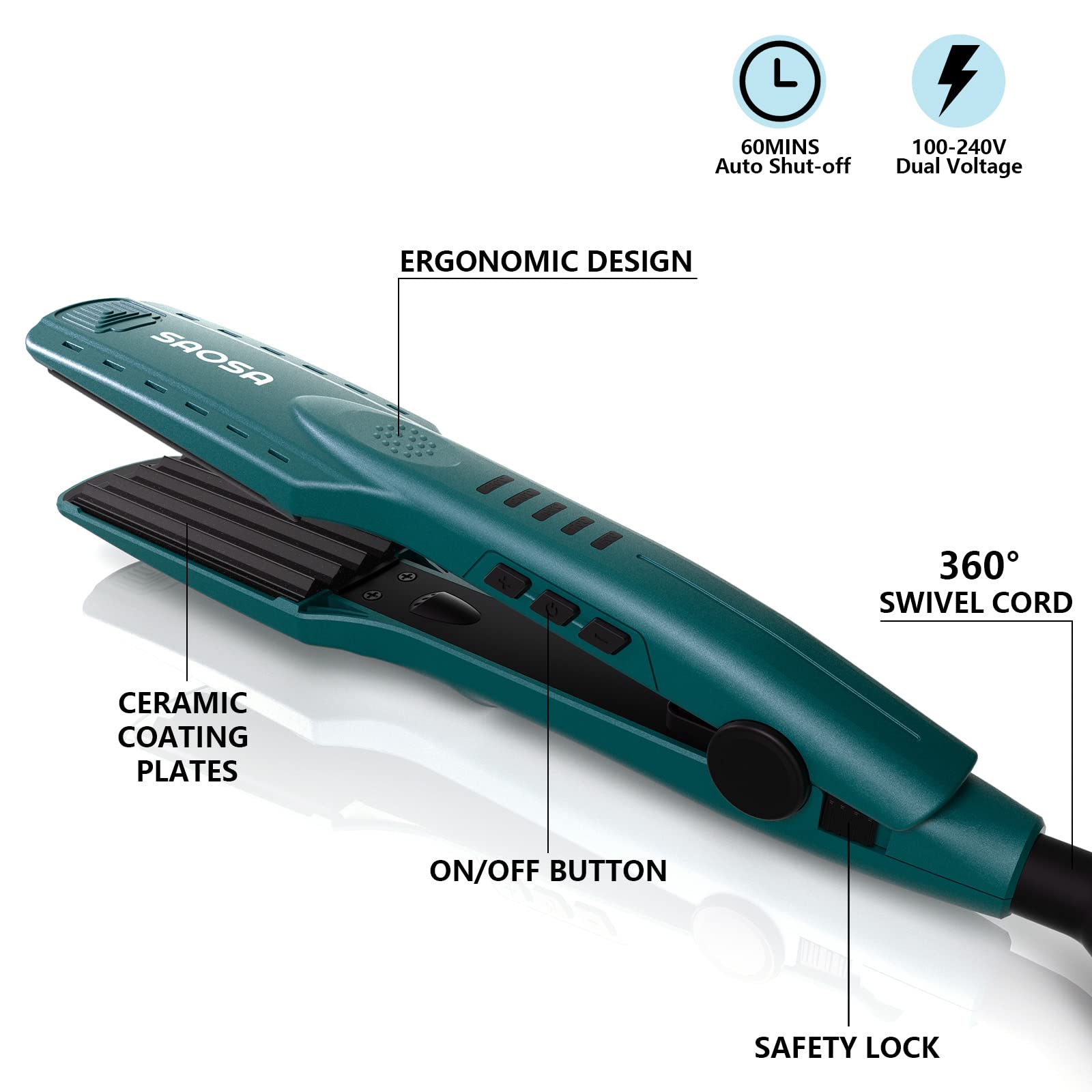 SAOSA crimper with 5 temperature settings for various hair textures