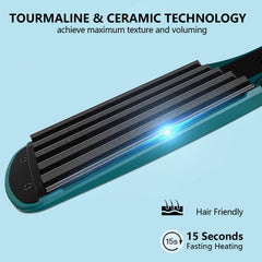 SAOSA turquoise crimper closeup showing anti-static styling benefit