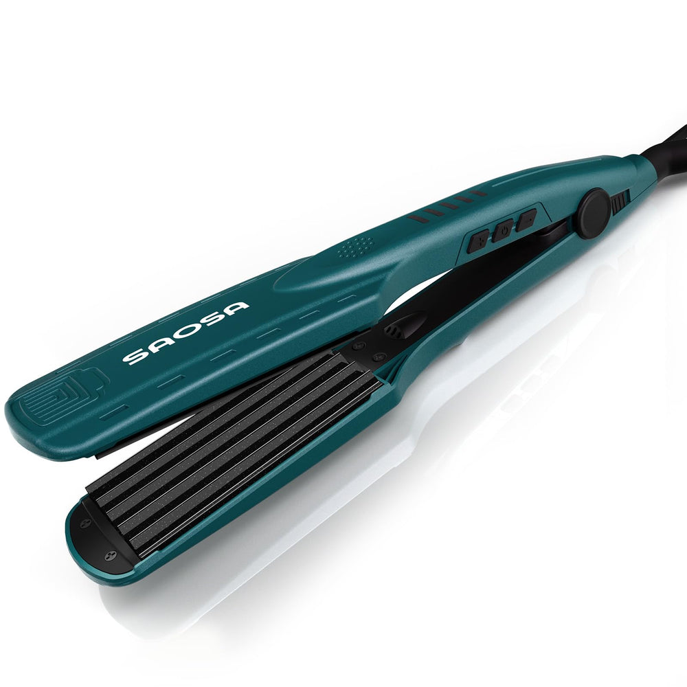 SAOSA ceramic hair crimper iron 39mm turquoise heat plates for even, voluminous texture
