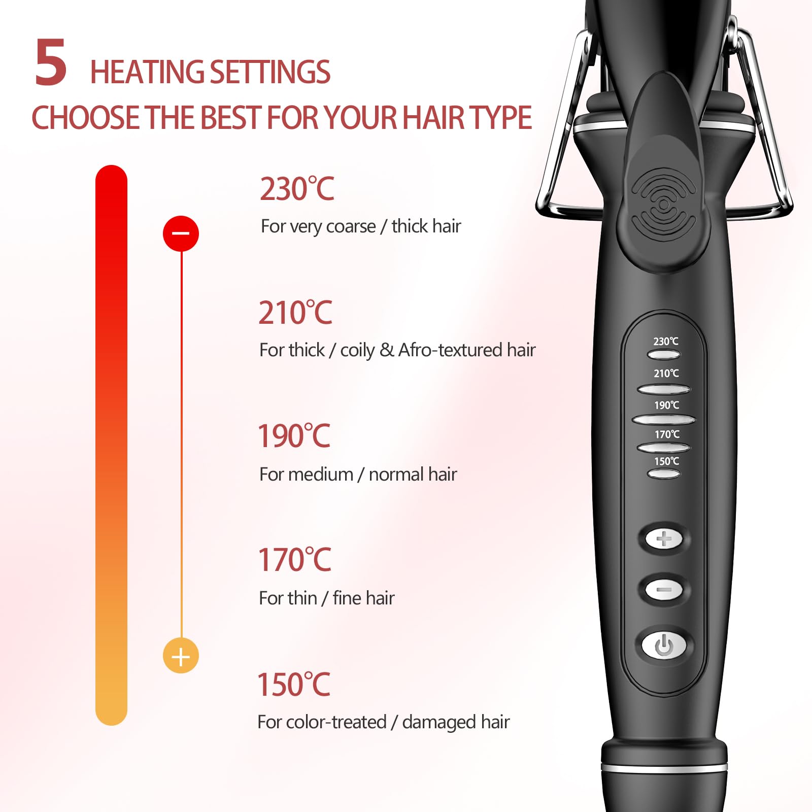 SAOSA curling iron features a heat-resistant tip for safe, comfortable styling.