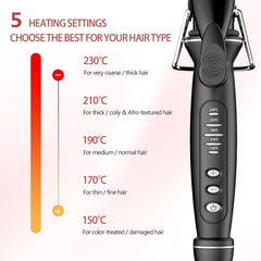 SAOSA curling iron features a heat-resistant tip for safe, comfortable styling.