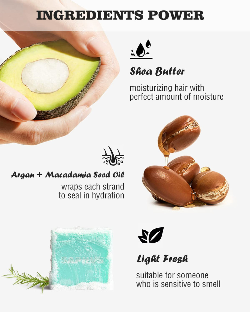 SAPHUS plant-based ingredients image showing natural oils and botanicals.