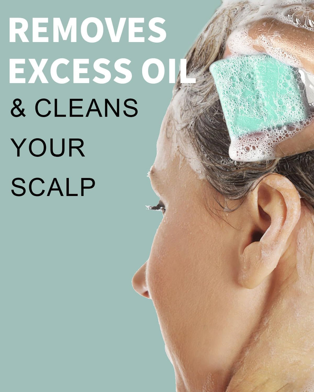 SAPHUS sulfate-free shampoo bar closeup highlighting clean formula.