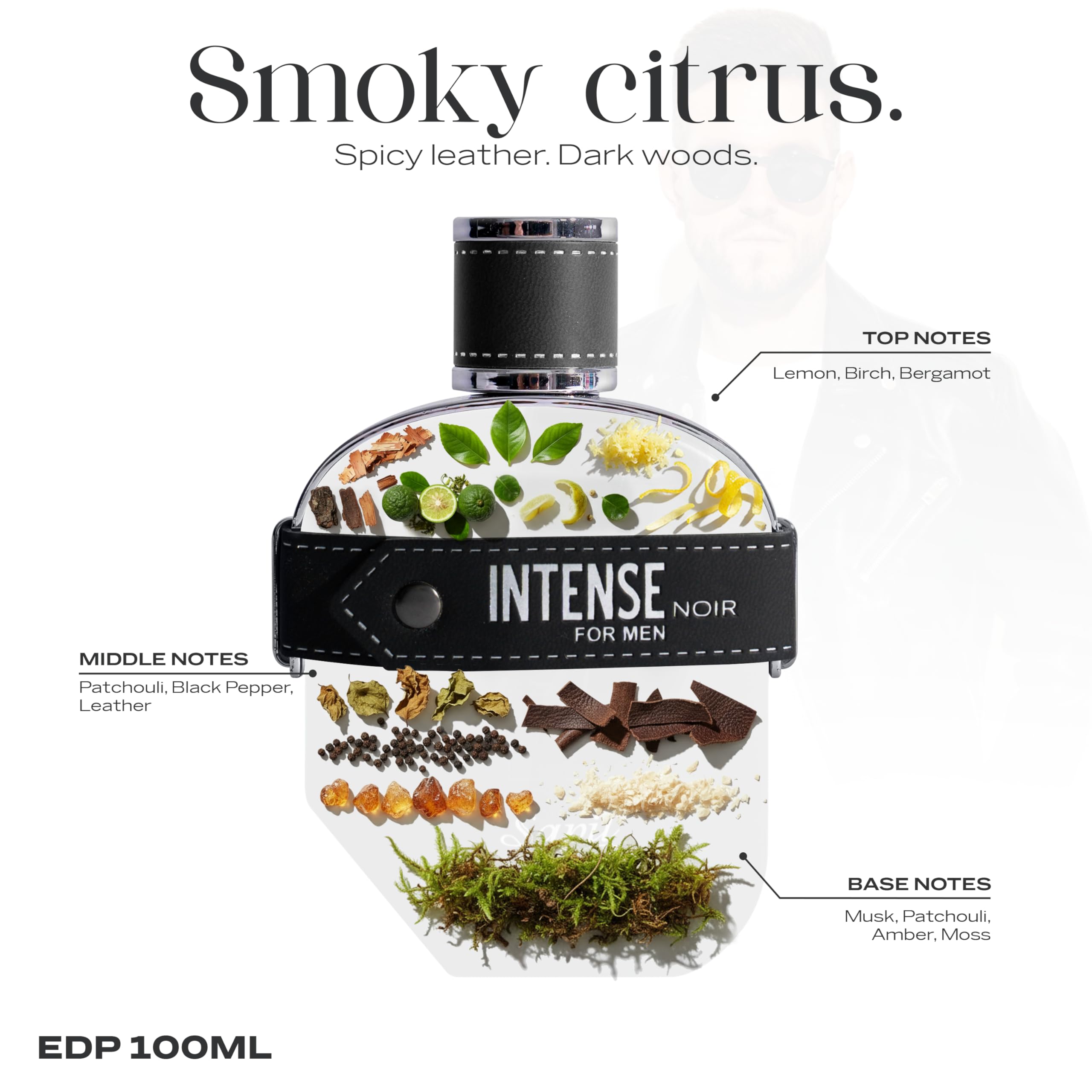 Sapil Intense Noir amber leather notes highlight a warm, enveloping aura for elevated evenings.