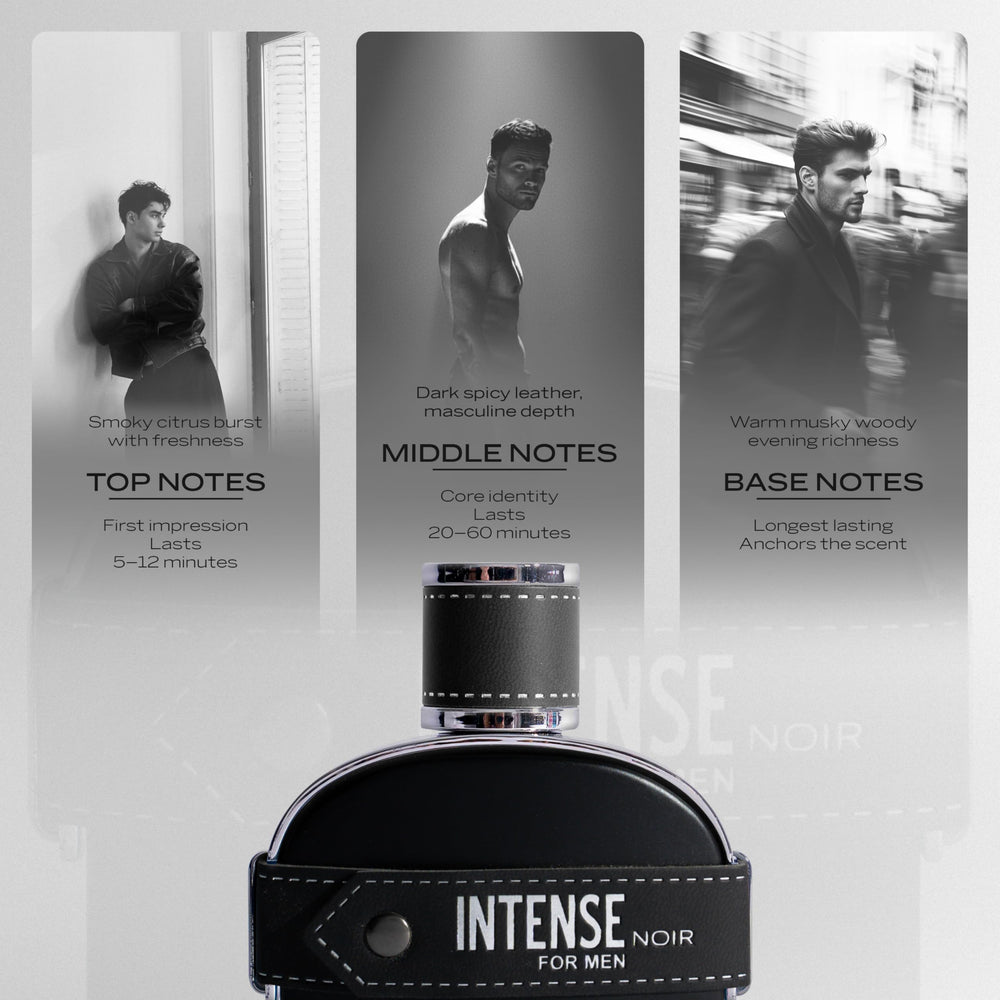 Sapil Intense Noir bergamot touch delivers a fresh citrus opening.