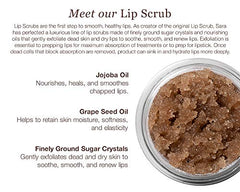 Sara Happ lip scrub application moment to reveal refreshed lips