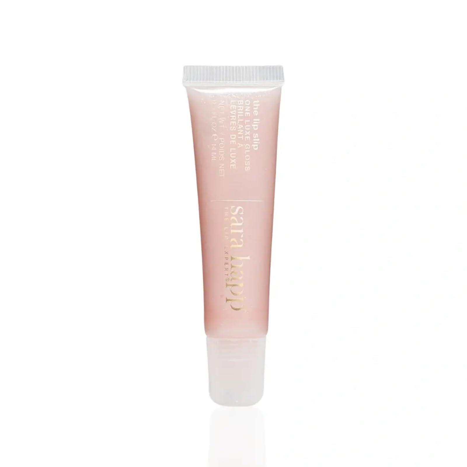Sara Happ The Lip Slip One Luxe Gloss tube closeup showing high shine