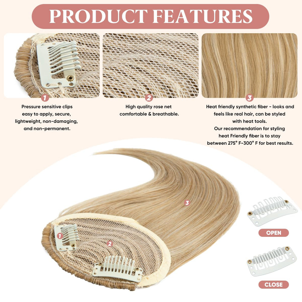 Sarla side bangs clip-in off black natural-blend ensures seamless daily wear variety.