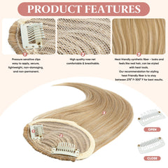 Sarla side bangs clip-in off black natural-blend ensures seamless daily wear variety.