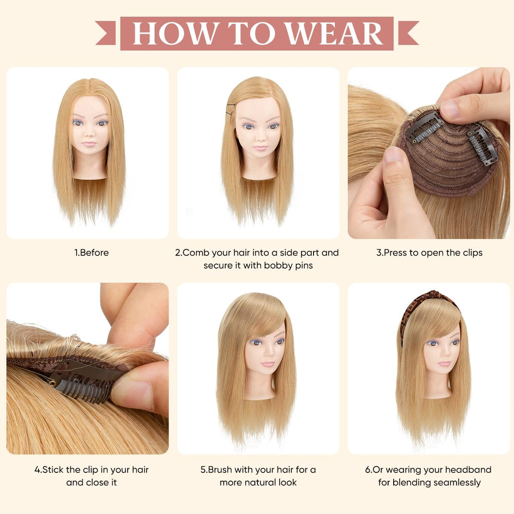 Sarla side bangs clip-in off black packaging-ready one-piece extension for quick styling.