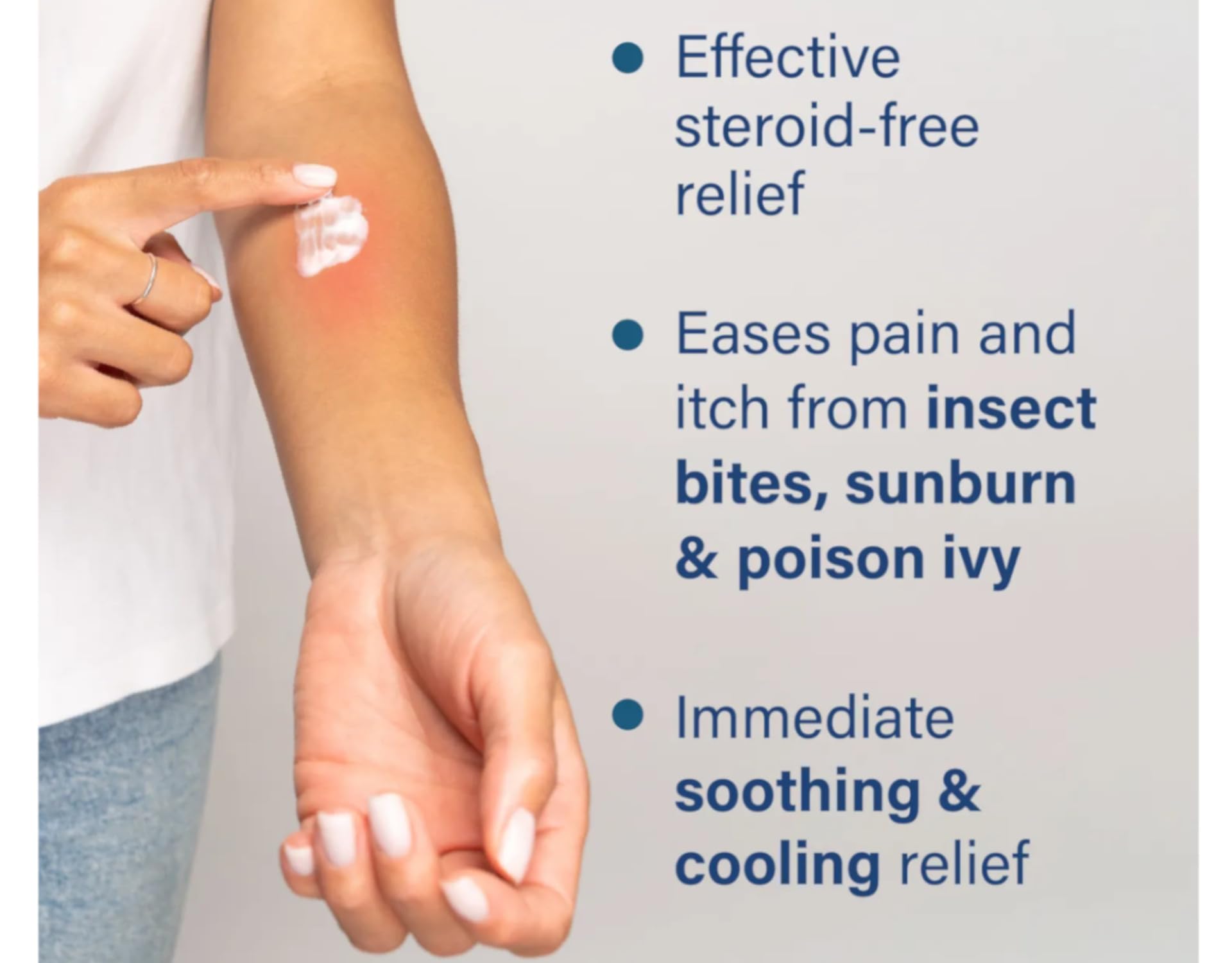 Sarna Calm + Cool bottle with sealed label indicating steroid-free itch relief.
