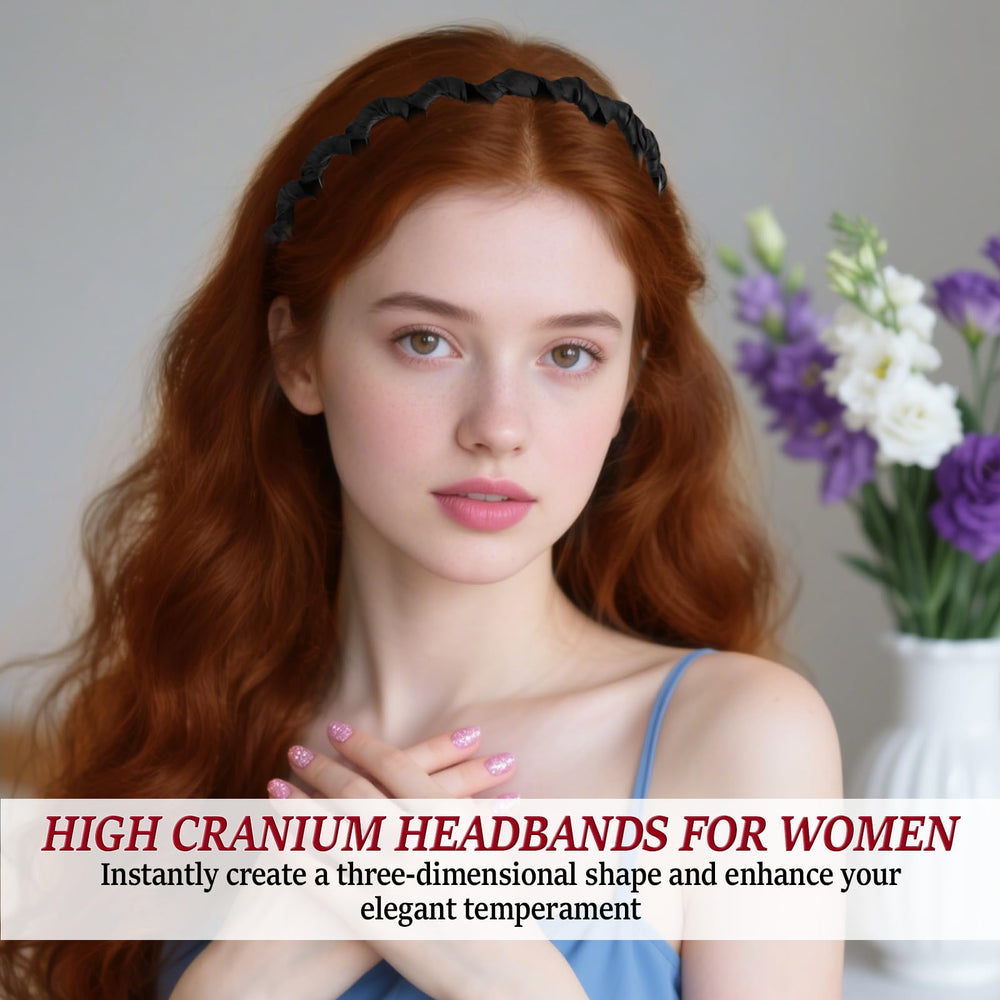 Satasiam 3Pack vintage high cranium hairband back view showing reversibility.