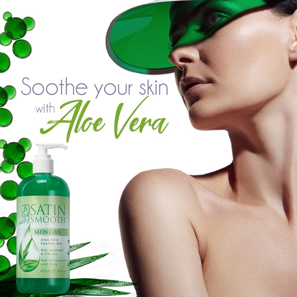 SATIN SMOOTH Aloe Vera Gel being applied for soothing after waxing