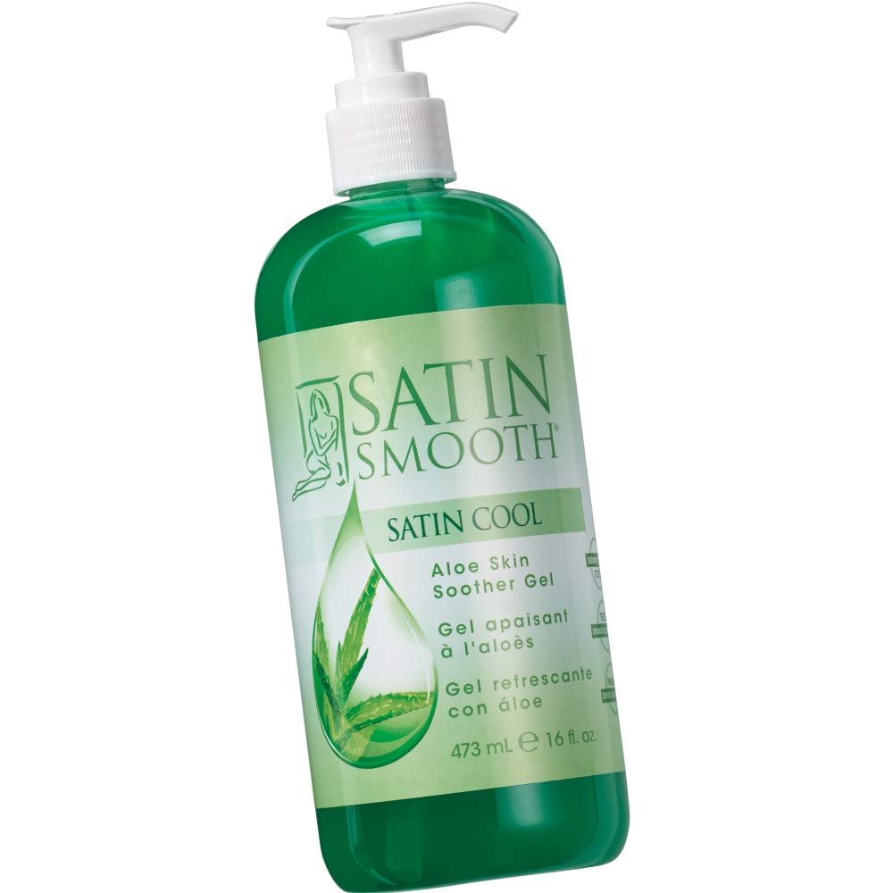 SATIN SMOOTH Aloe Vera Gel bottle showing cooling post-wax relief