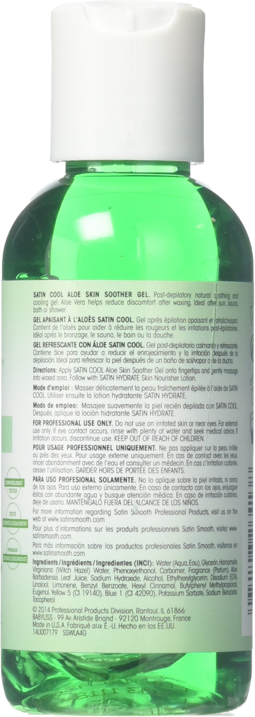 SATIN SMOOTH aloe vera gel closeup highlighting gentle after-sun care.