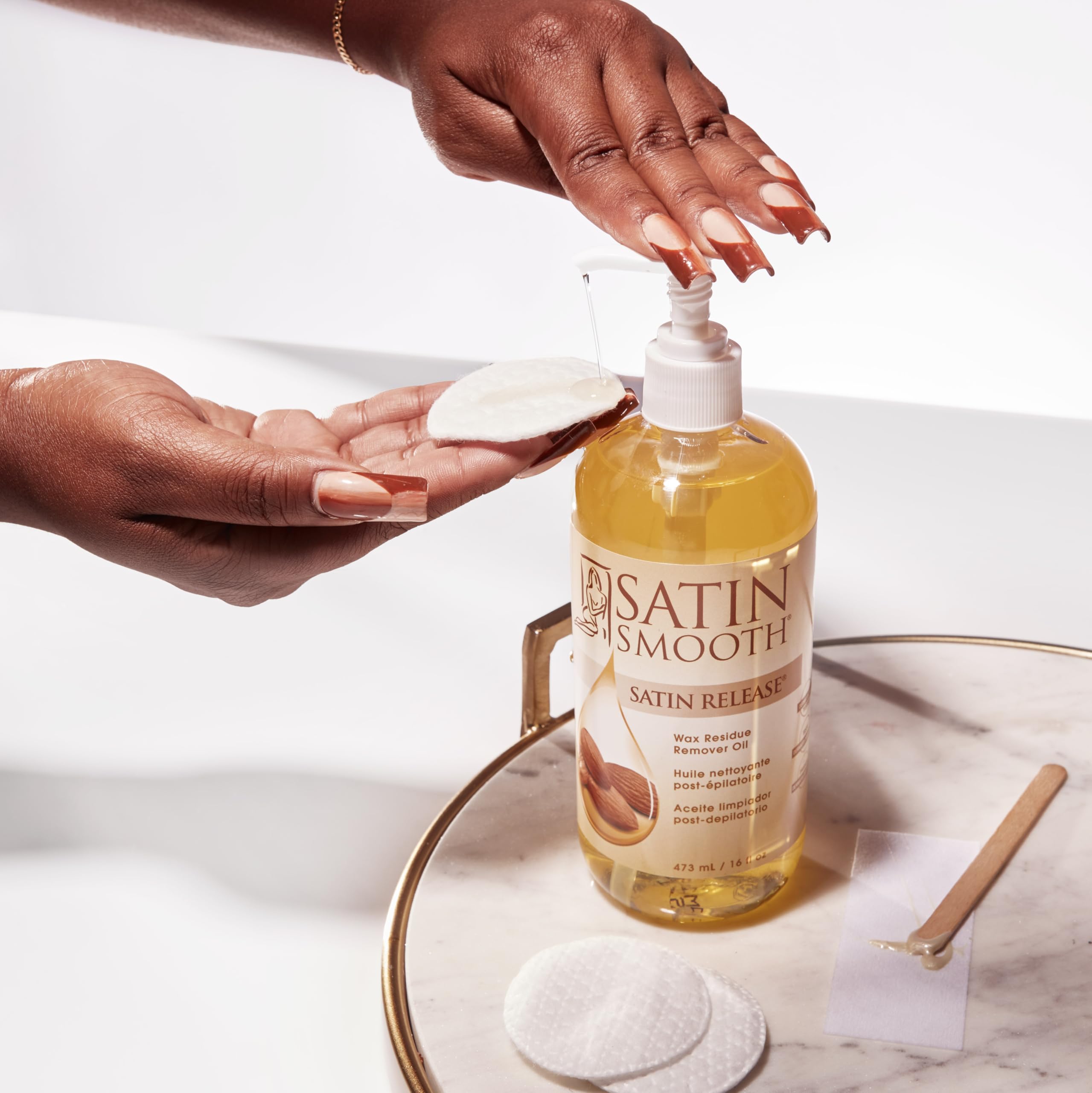 SATIN SMOOTH applicator-cleaner use on roll-ons and wax warmers.