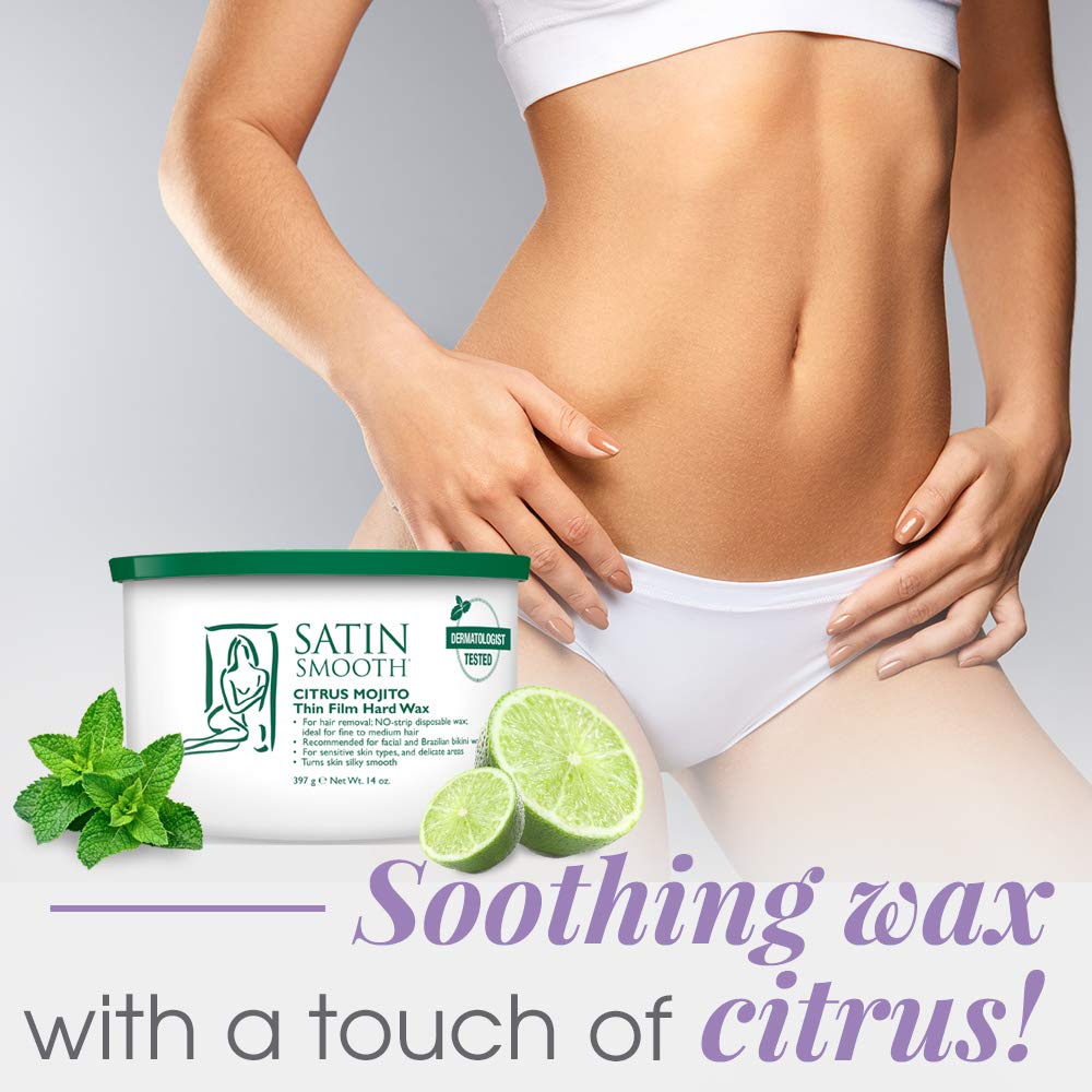 SATIN SMOOTH Citrus Mojito wax application closeup enabling controlled spread.