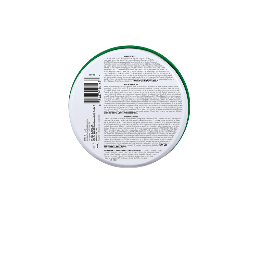 SATIN SMOOTH Citrus Mojito wax skin-softening finish after waxing.
