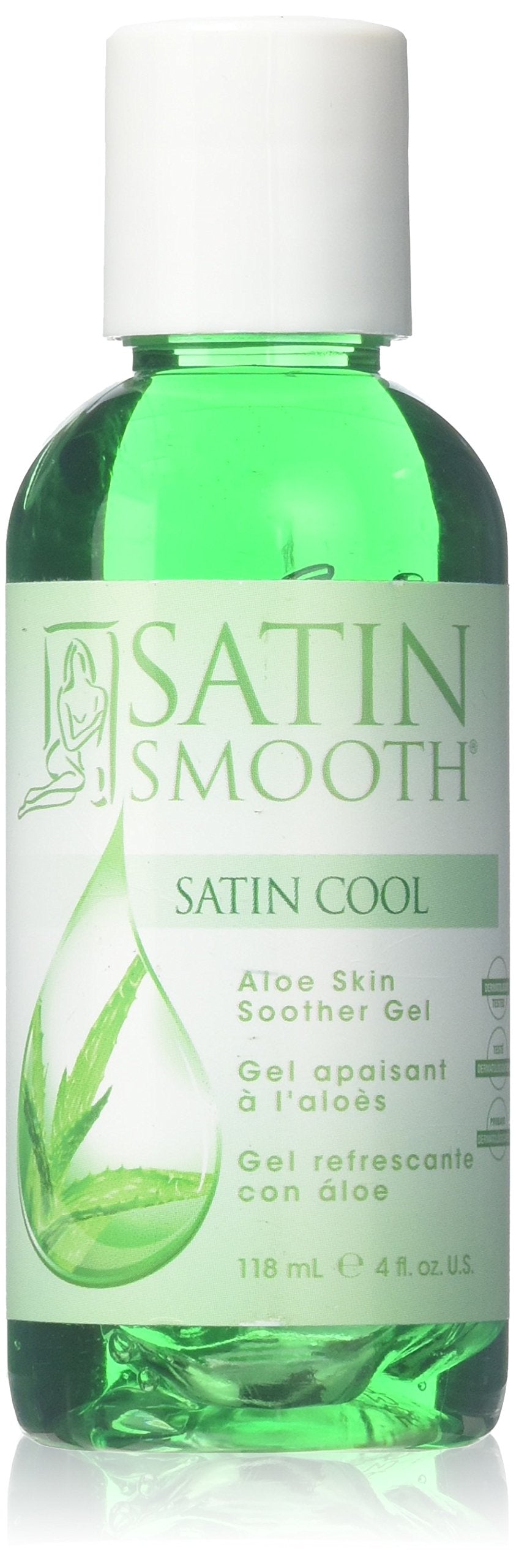 SATIN SMOOTH cooling aloe vera skin-soother bottle for post-wax soothing relief.