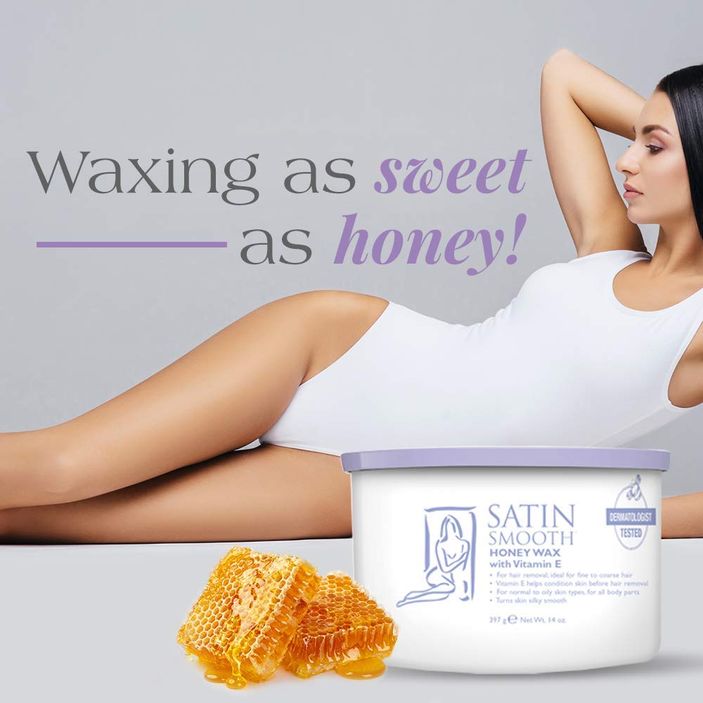 SATIN SMOOTH Honey Wax being applied for smooth hair removal.