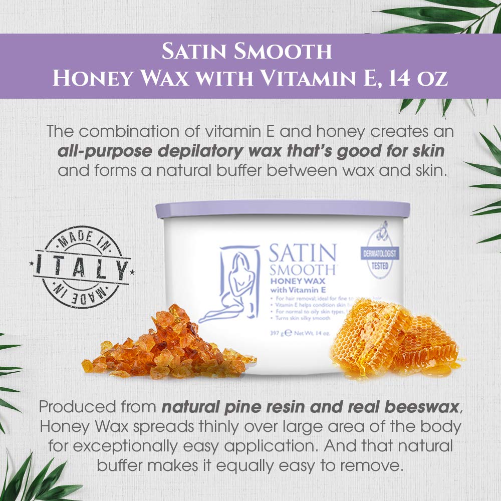 Close-up of SATIN SMOOTH Honey Wax applying to skin for conditioning.