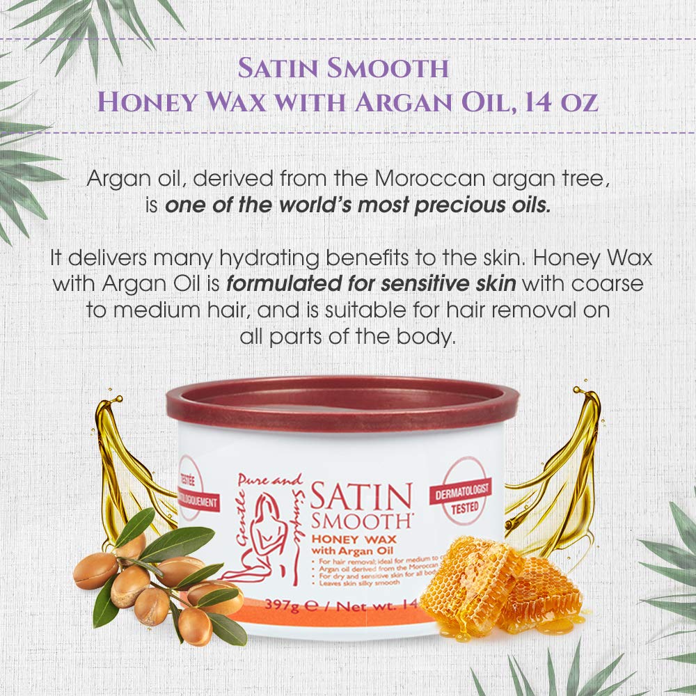 SATIN SMOOTH Honey Wax texture closeup highlights smooth low melting point for easy waxing.