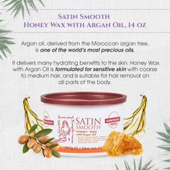 SATIN SMOOTH Honey Wax texture closeup highlights smooth low melting point for easy waxing.