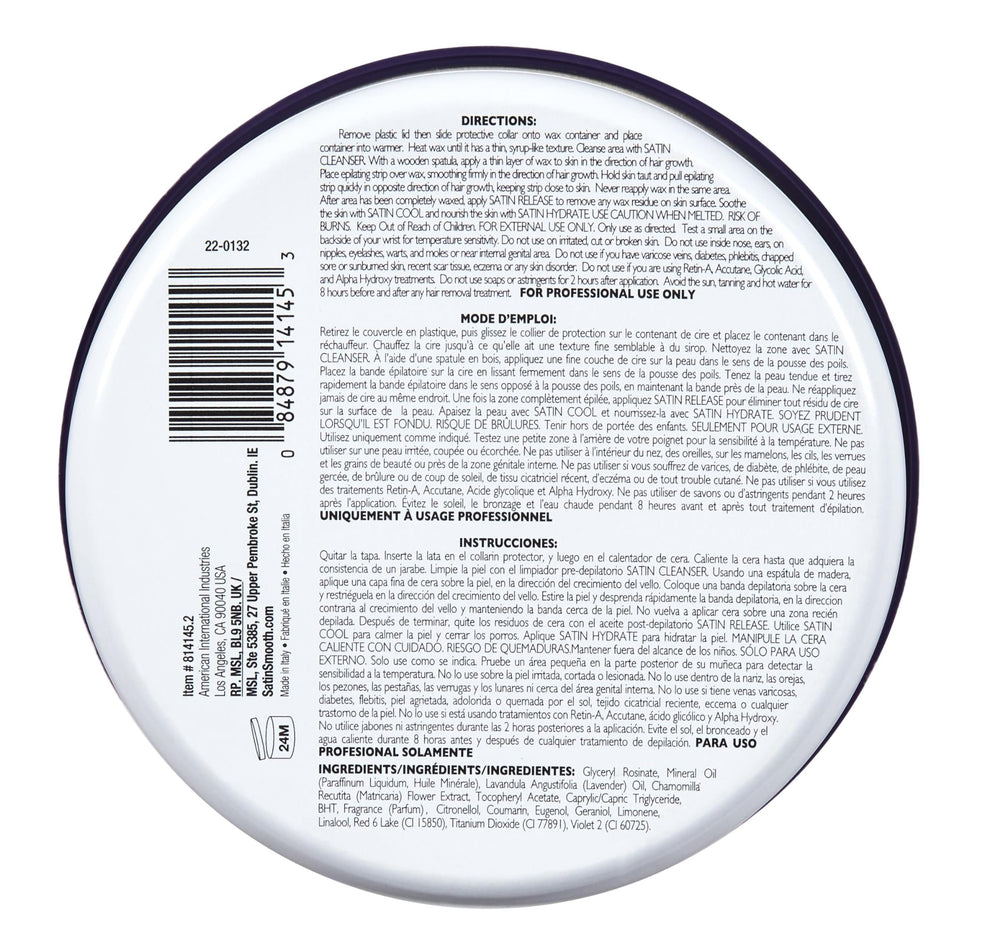 SATIN SMOOTH Lavender Wax in a soothing aroma therapy moment during waxing