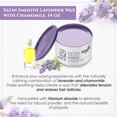 SATIN SMOOTH Lavender Wax used on larger body areas for efficient full-body waxing