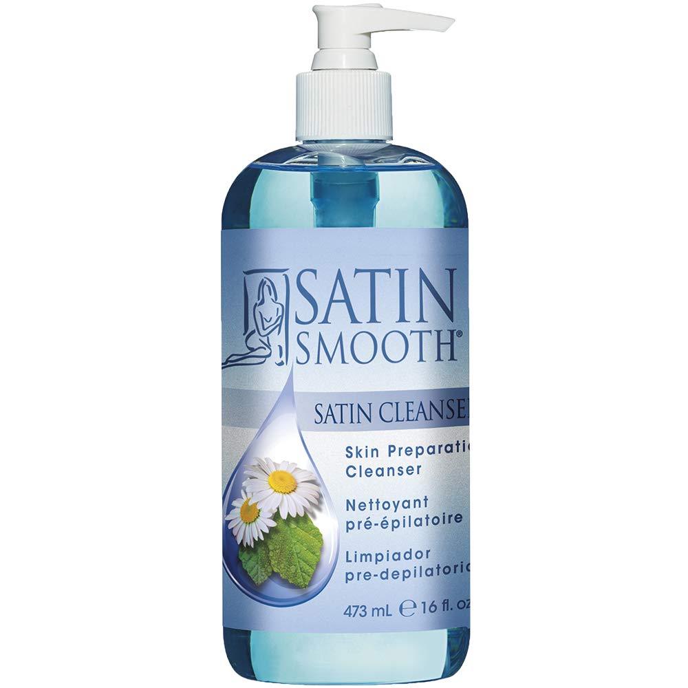 SATIN SMOOTH Pre Wax Cleanser bottle 16 oz for clean skin prep and smoother wax experience