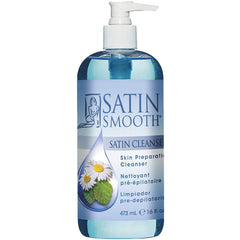 SATIN SMOOTH Pre Wax Cleanser bottle 16 oz for clean skin prep and smoother wax experience