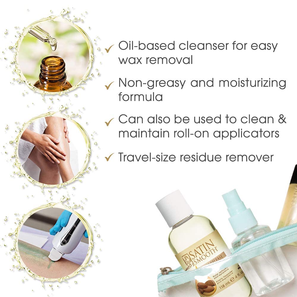 SATIN SMOOTH Release wax residue remover used to clean roll-on applicators.