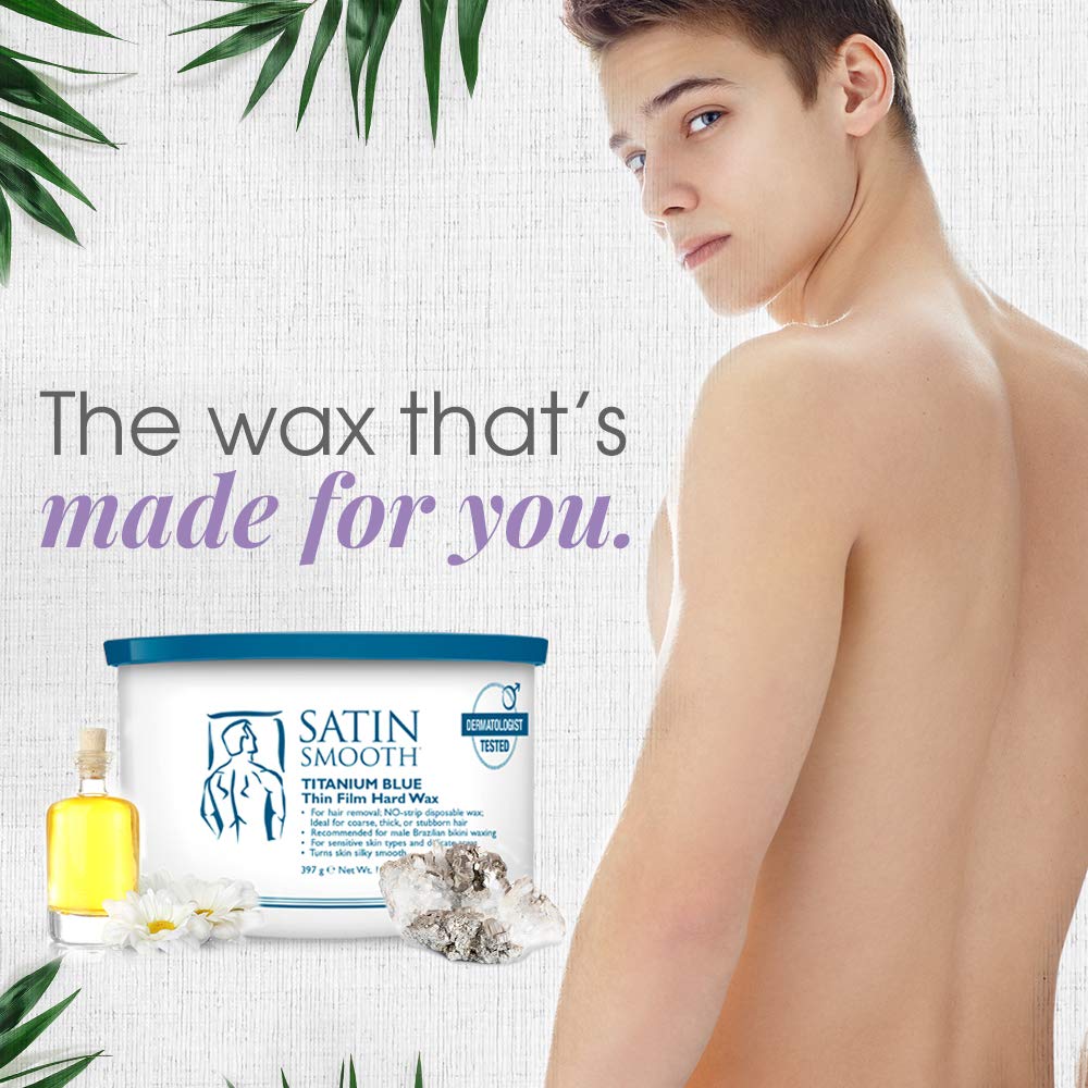 Satin Smooth Titanium Blue wax applied without strips for quick, clean waxing.