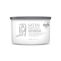 SATIN SMOOTH Ultra Sensitive Wax packaging highlights zinc oxide for delicate skin use