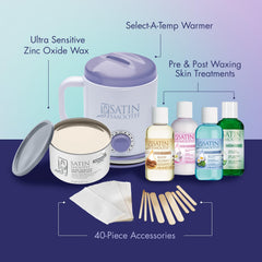 Satin Smooth wax strips and applicators for precise, mess-free hair removal sessions.