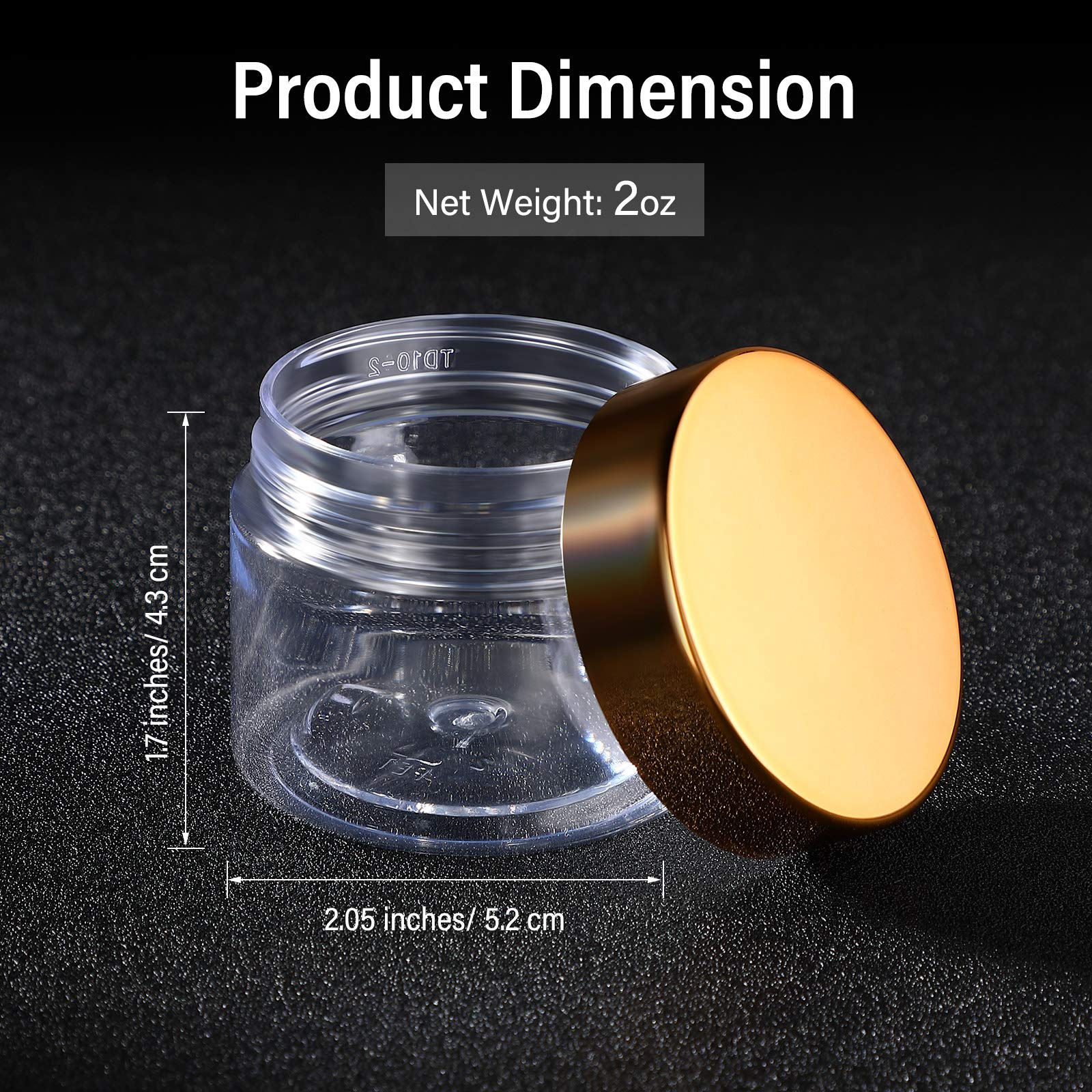 SATINIOR 2oz clear plastic jars with wide mouth for creams and samples.