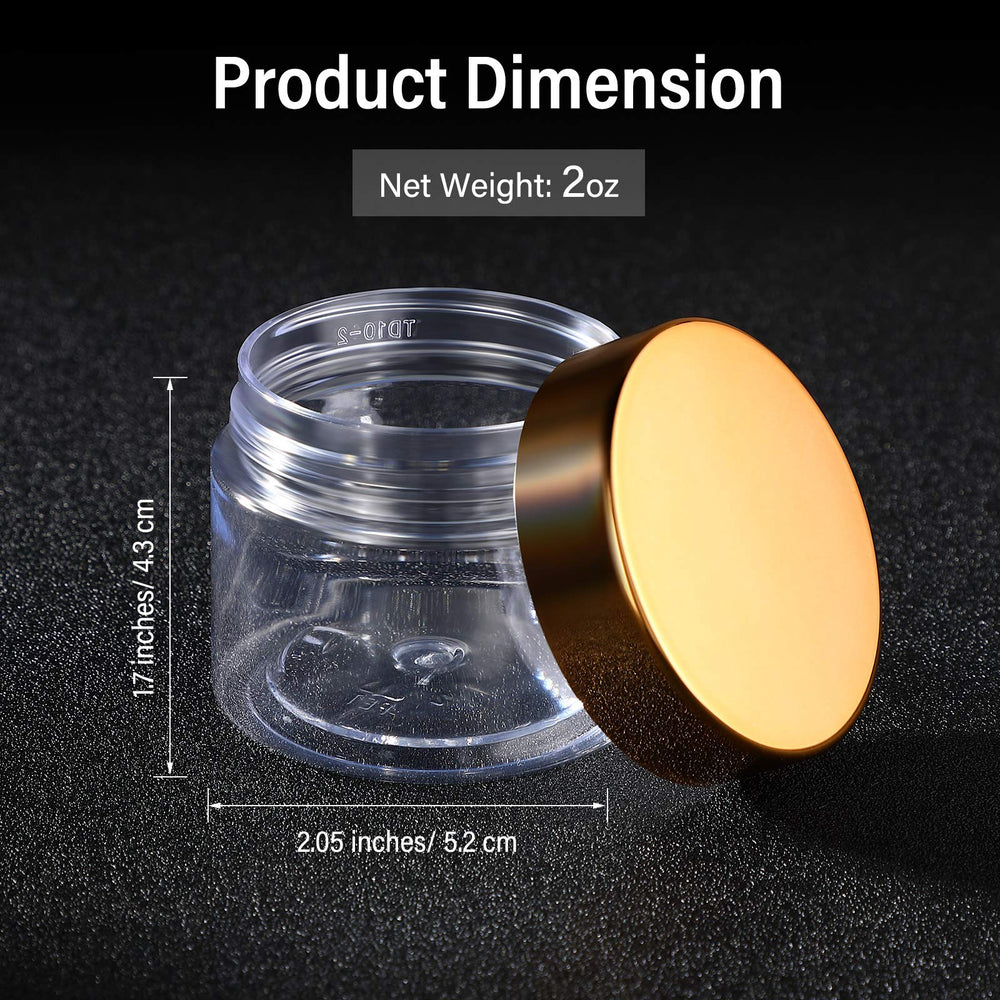 SATINIOR 2oz clear plastic jars with wide mouth for creams and samples.