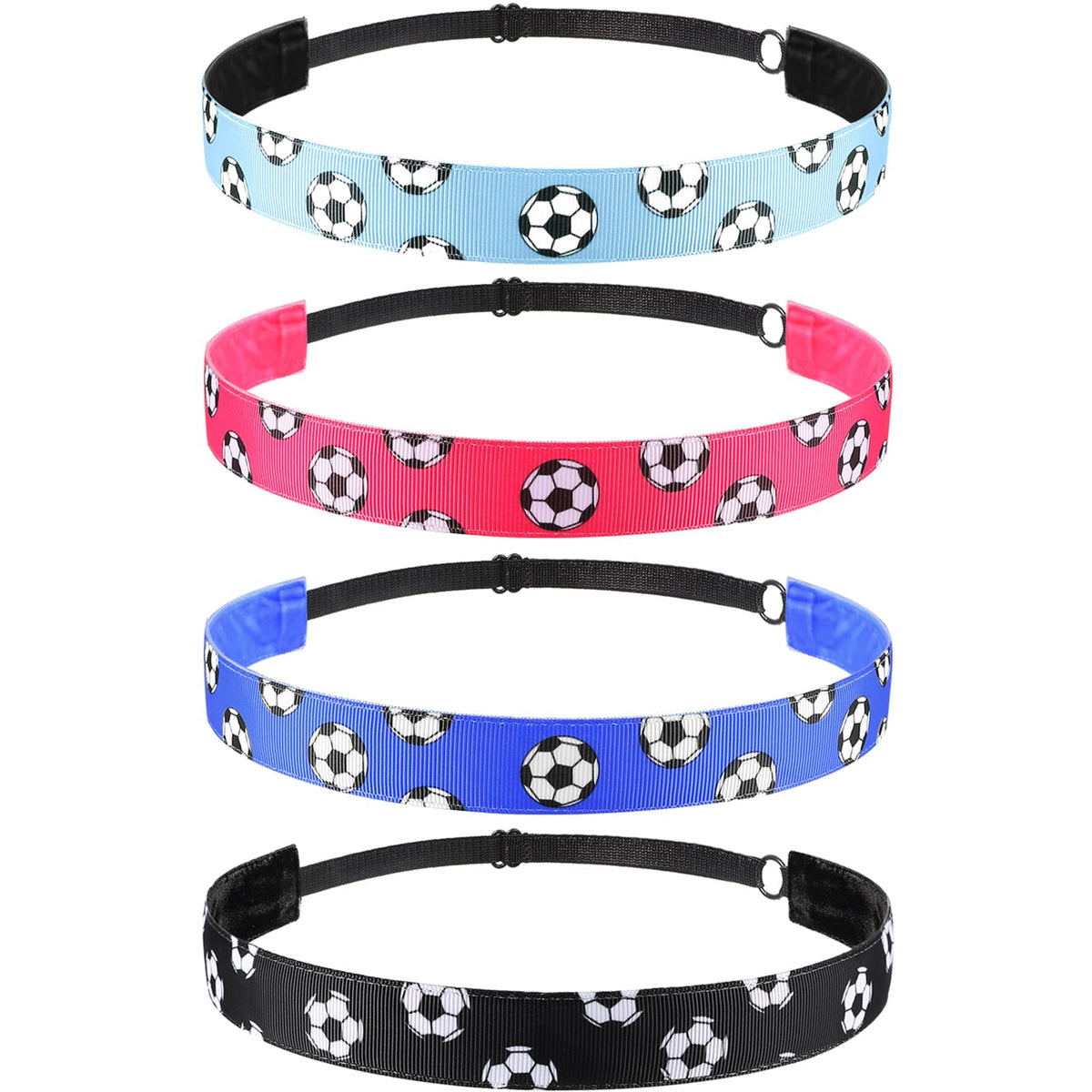 SATINIOR 4-pack soccer headbands packaging keeps hair tidy during workouts.