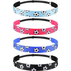 SATINIOR 4-pack soccer headbands packaging keeps hair tidy during workouts.