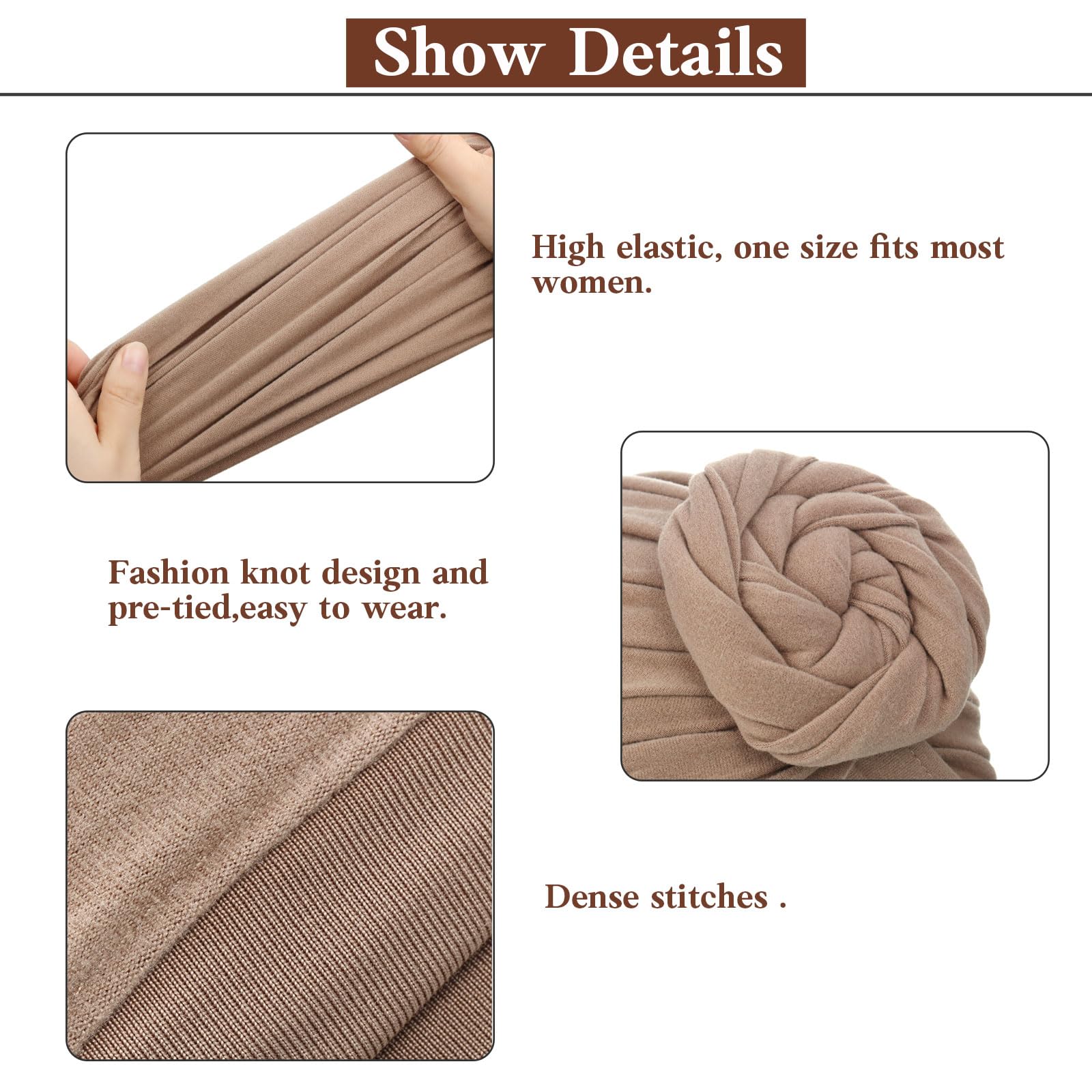 SATINIOR headwrap in black demonstrates easy knot styling for chic, front-of-head wear.