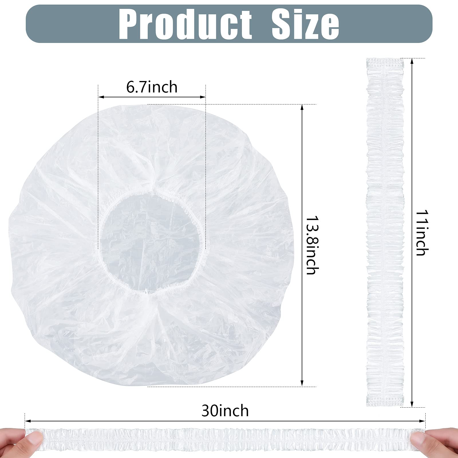 SATINIOR long-length shower cap measures 22 by 36.5 inches for thick hair
