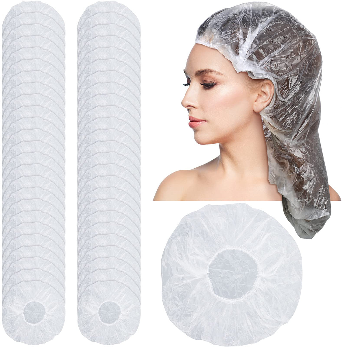SATINIOR disposable shower cap, 50-count packaging, convenient for travel and hygiene