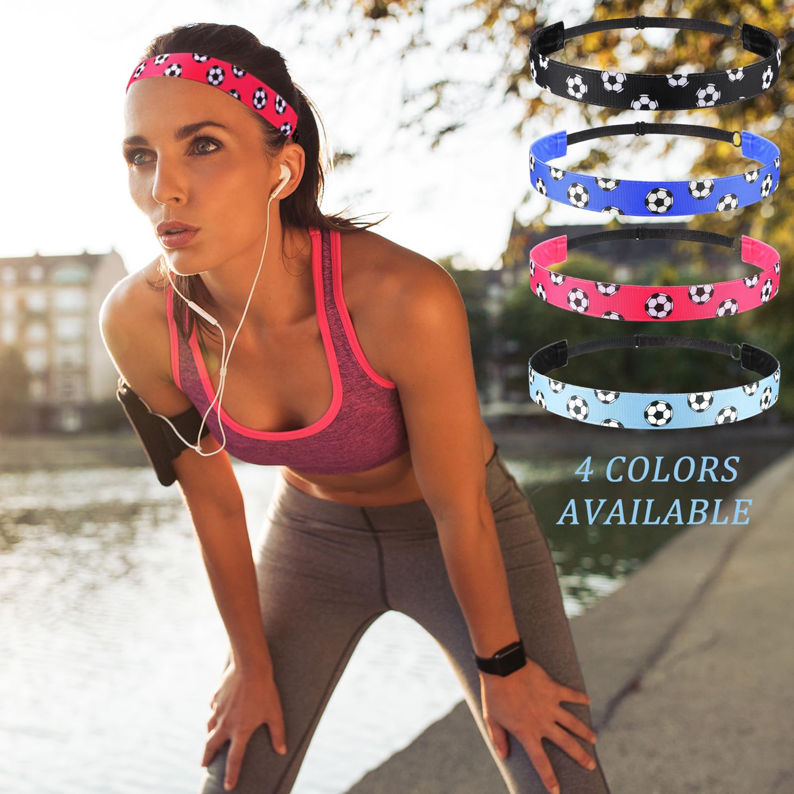 SATINIOR soccer headband worn during running or soccer for an energetic look.