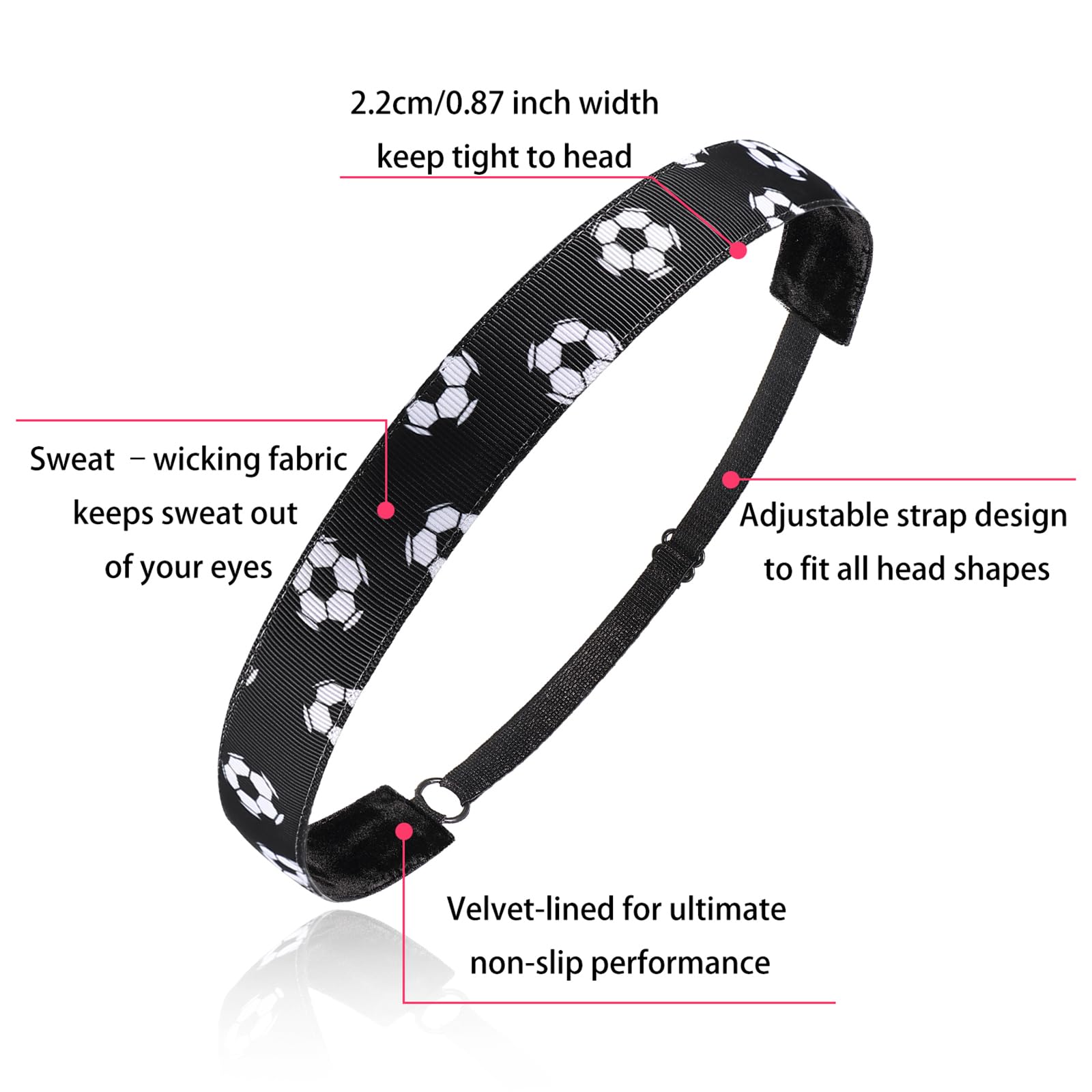 SATINIOR girls soccer headband offers soft polyester feel for gentle skin contact.