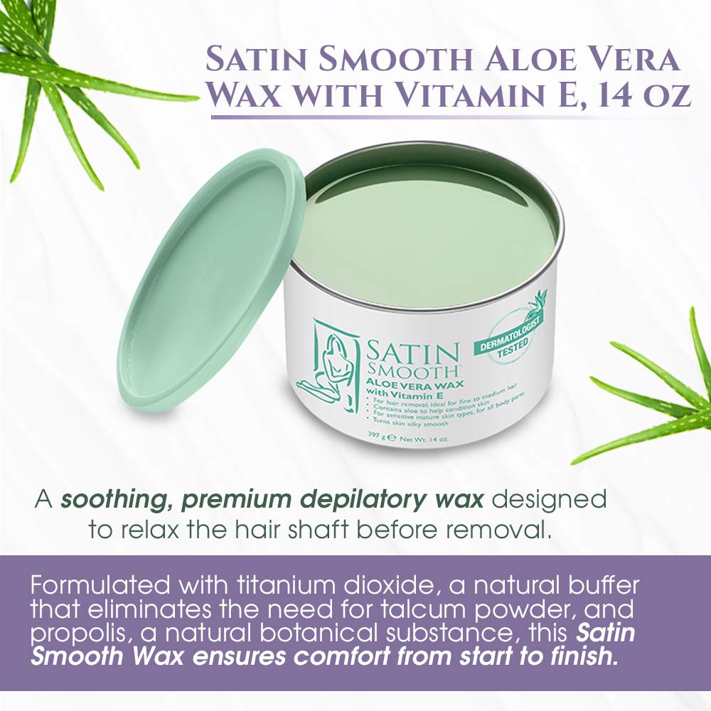 SATIN SMOOTH Aloe Vera Pot Wax closeup shows creamy texture for smooth skin.