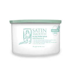 SATIN SMOOTH Aloe Vera Pot Wax packaging ready for home waxing sessions.