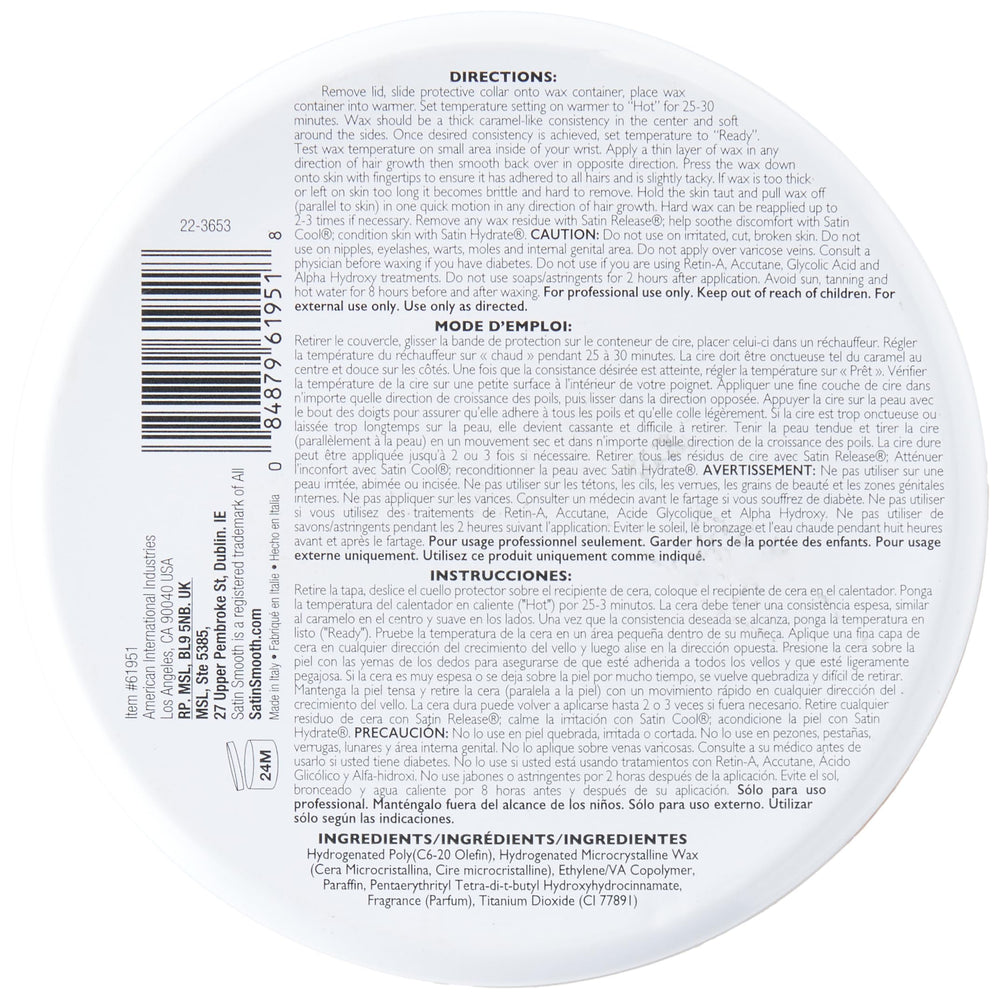 SATIN SMOOTH Coconut Aroma Hard Wax application view showing smooth glide
