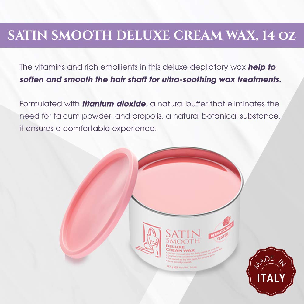 SATIN SMOOTH Deluxe Cream Wax closeup illustrating dry skin comfort