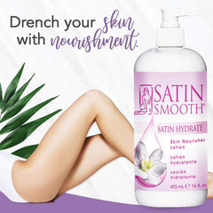 SATIN SMOOTH Skin Nourisher application shows quick absorption for fast-acting hydration.