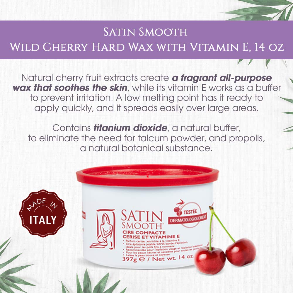 SATIN SMOOTH Wild Cherry Hard Wax stripless removal for quick, comfortable hair removal.
